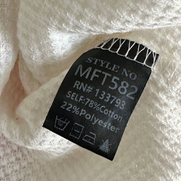 NWOT POL Waffle button up ivory tunic Sz L - Picture 5 of 5